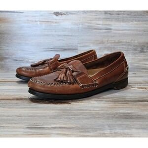 Johnston & Murphy Stylish Brown Leather Moccasin Loafers with Tassels Mens 9.5